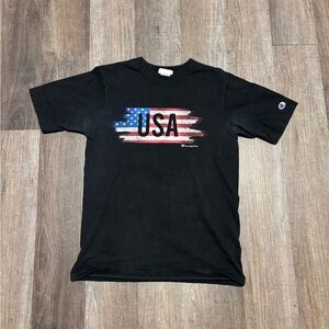 Champion USA American Flag Logo Tee Shirt